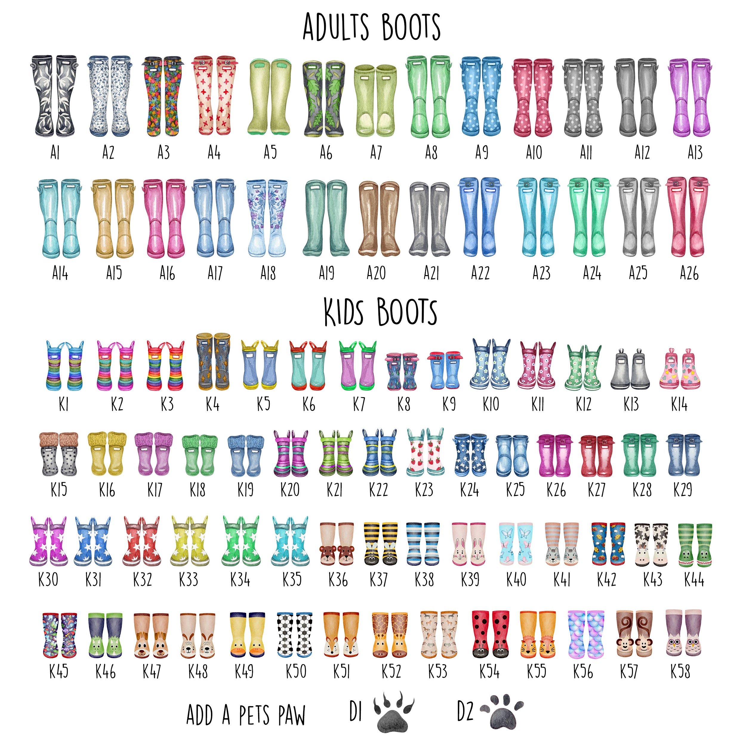 Family Tree Welly Boot Print