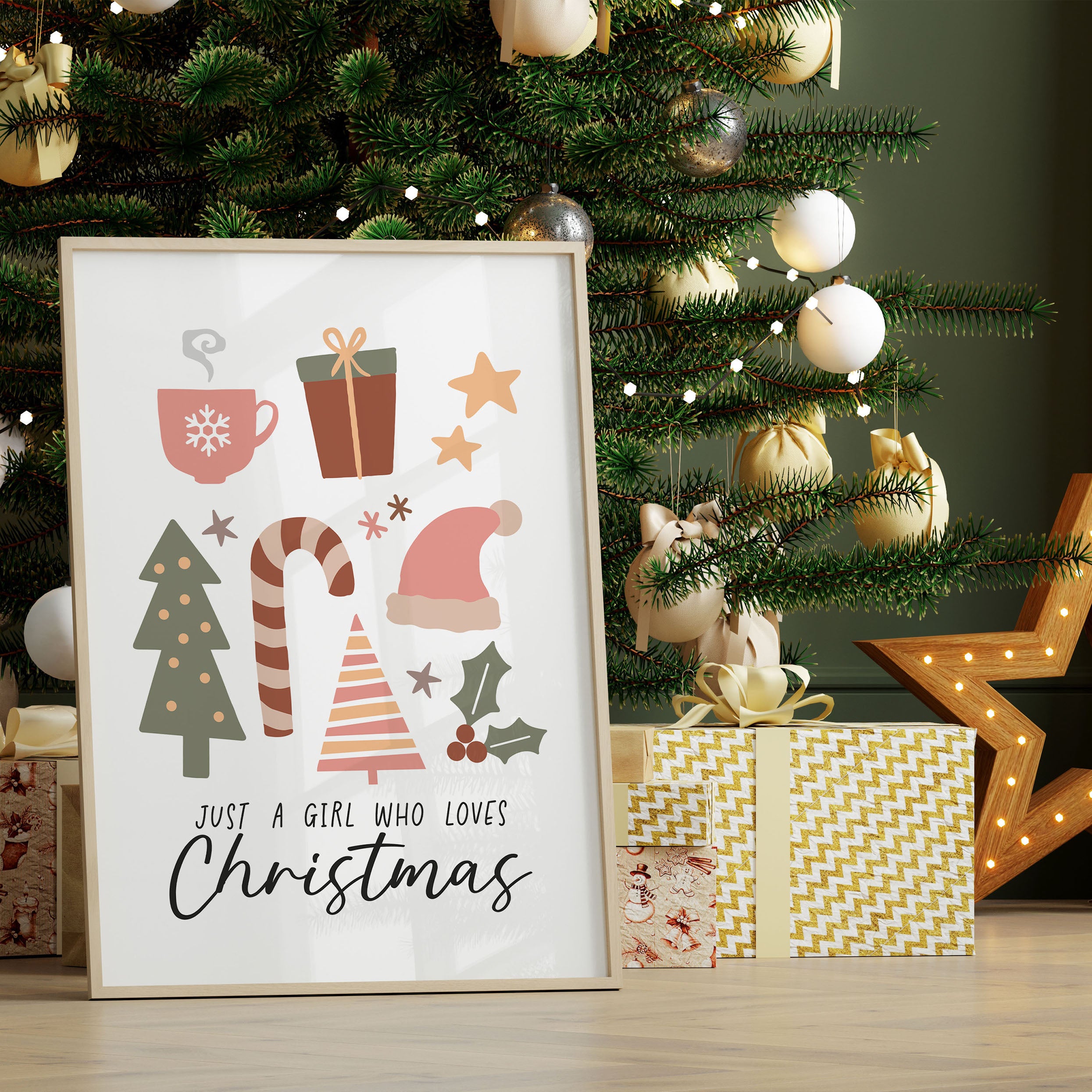 Bold, colourful Christmas print with modern festive lettering. Ideal gift for anyone who loves all things Christmas.
