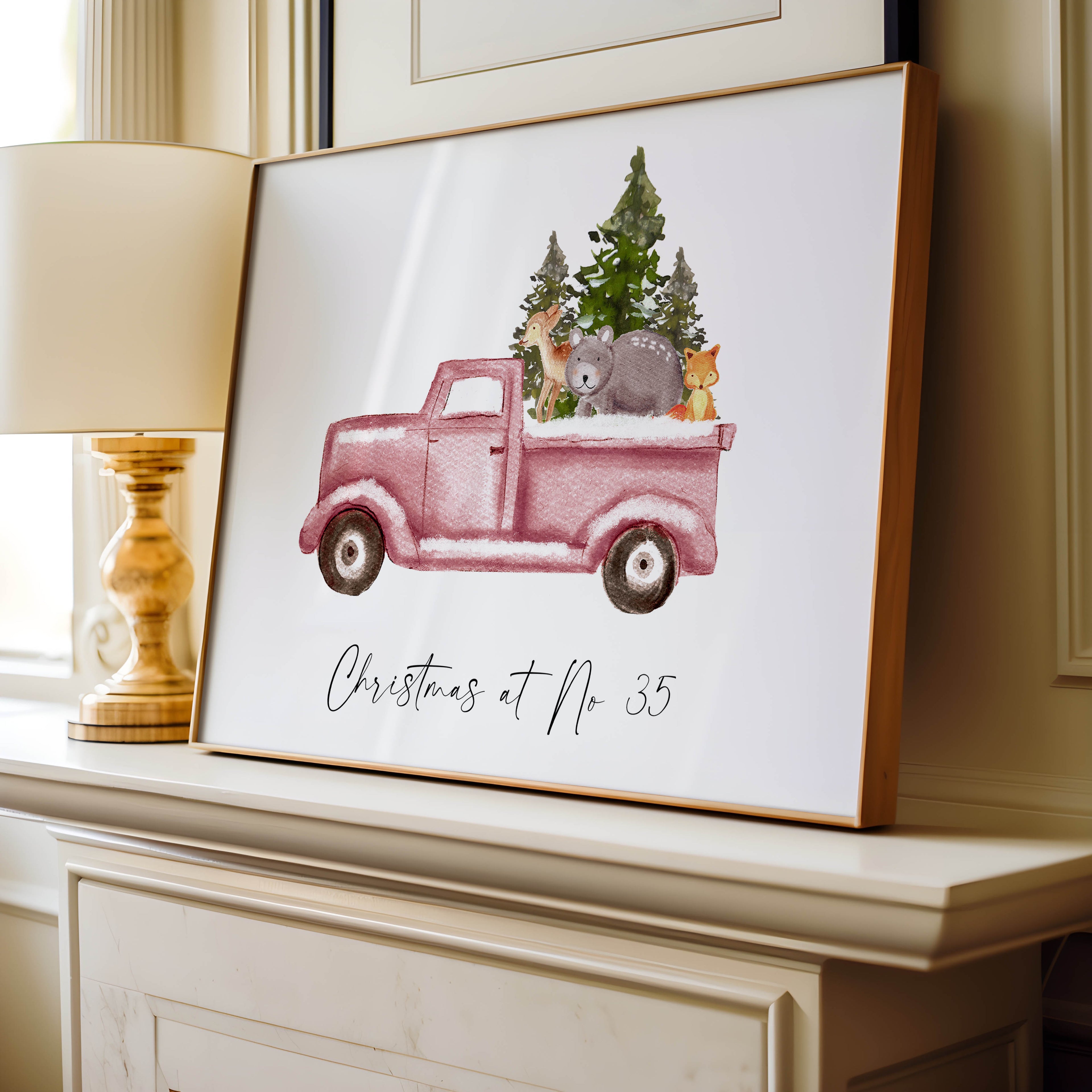 Watercolour-inspired Christmas print with your address, perfect for adding warmth and personal charm to your holiday decor.