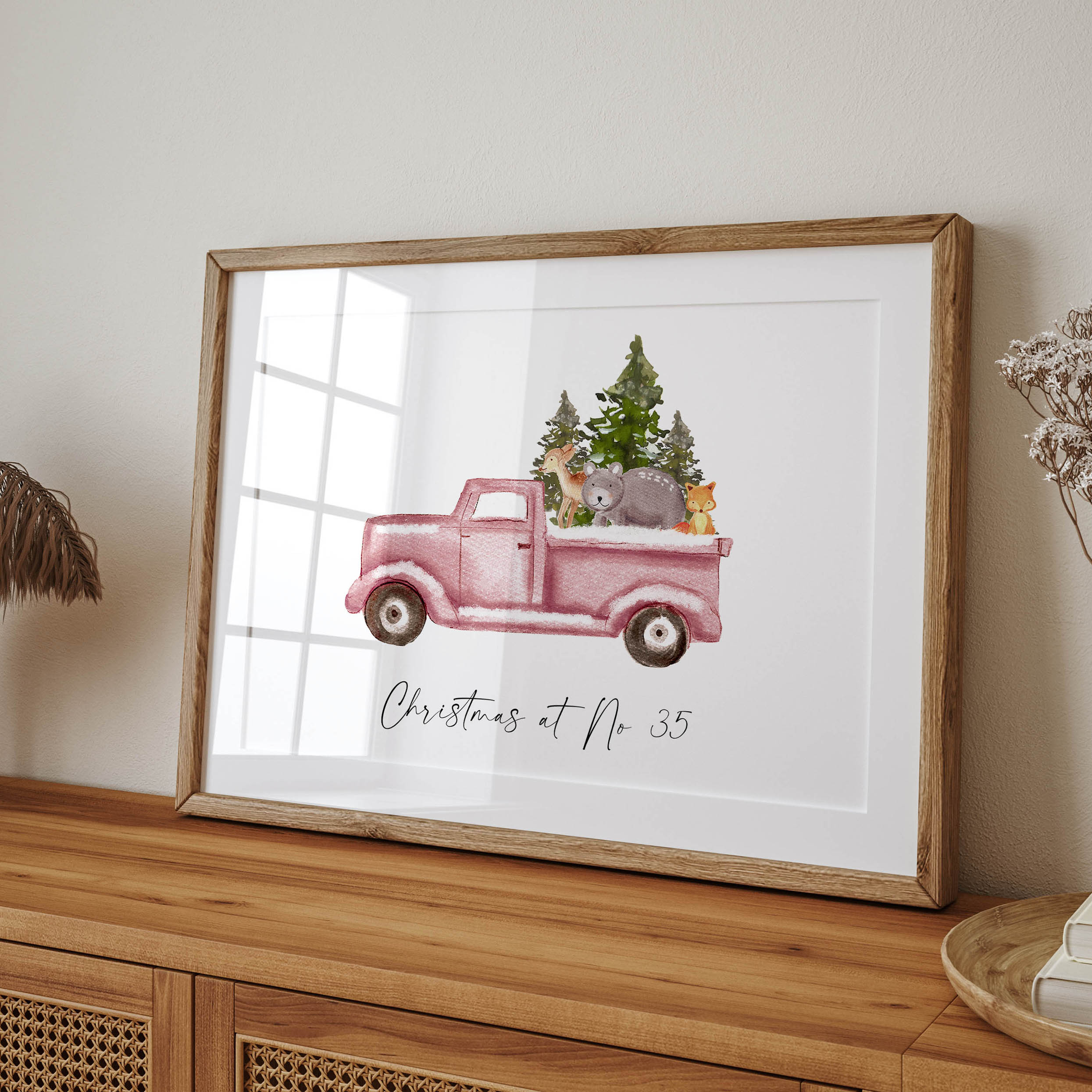 Elegant festive print featuring a custom home address. A charming way to celebrate the magic of Christmas at home.