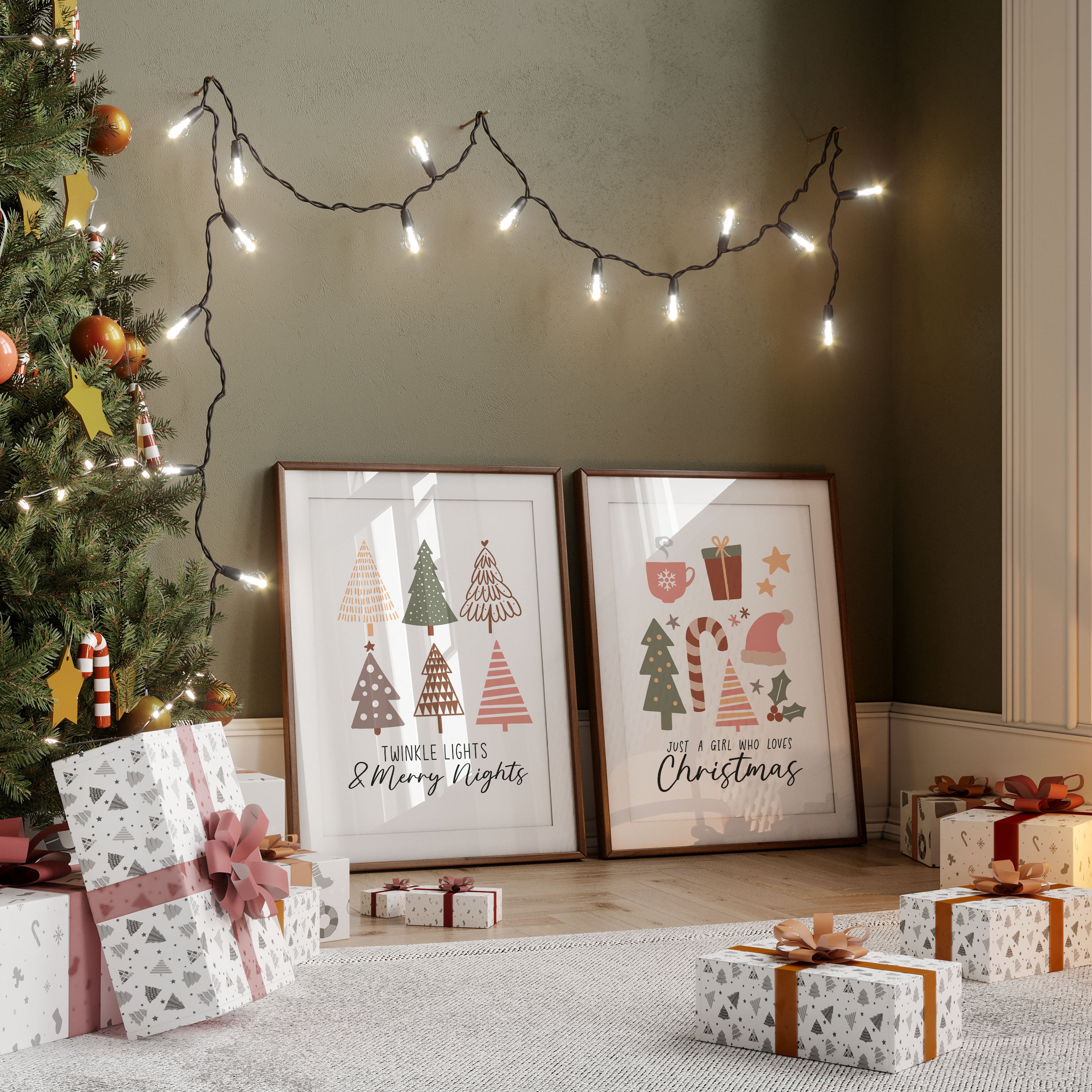 Vibrant festive wall art with playful typography. A cheerful Christmas print perfect for adding colour to your holiday decor.