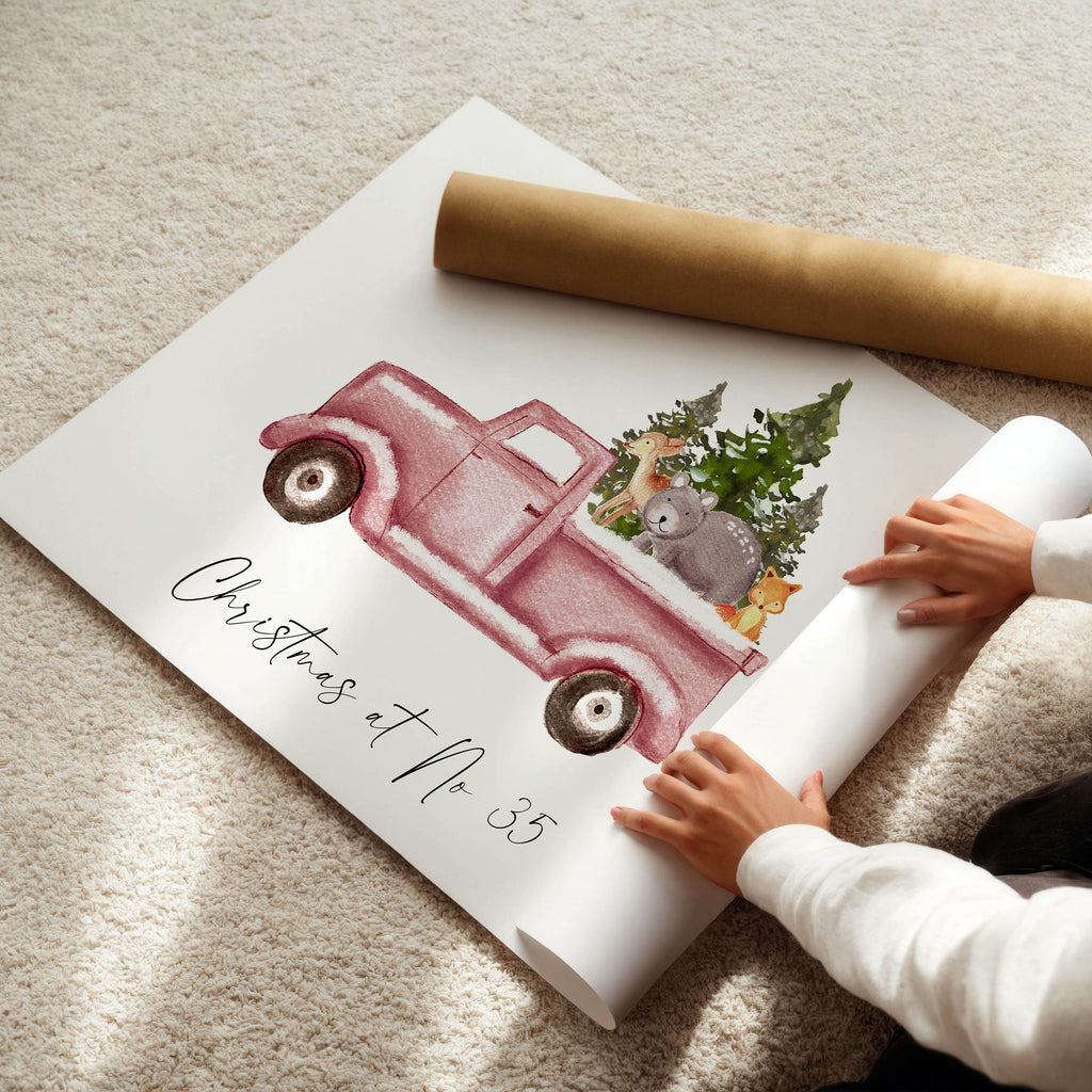 A personalised ‘Christmas at No…’ print in a soft, seasonal design. A thoughtful holiday gift or keepsake.