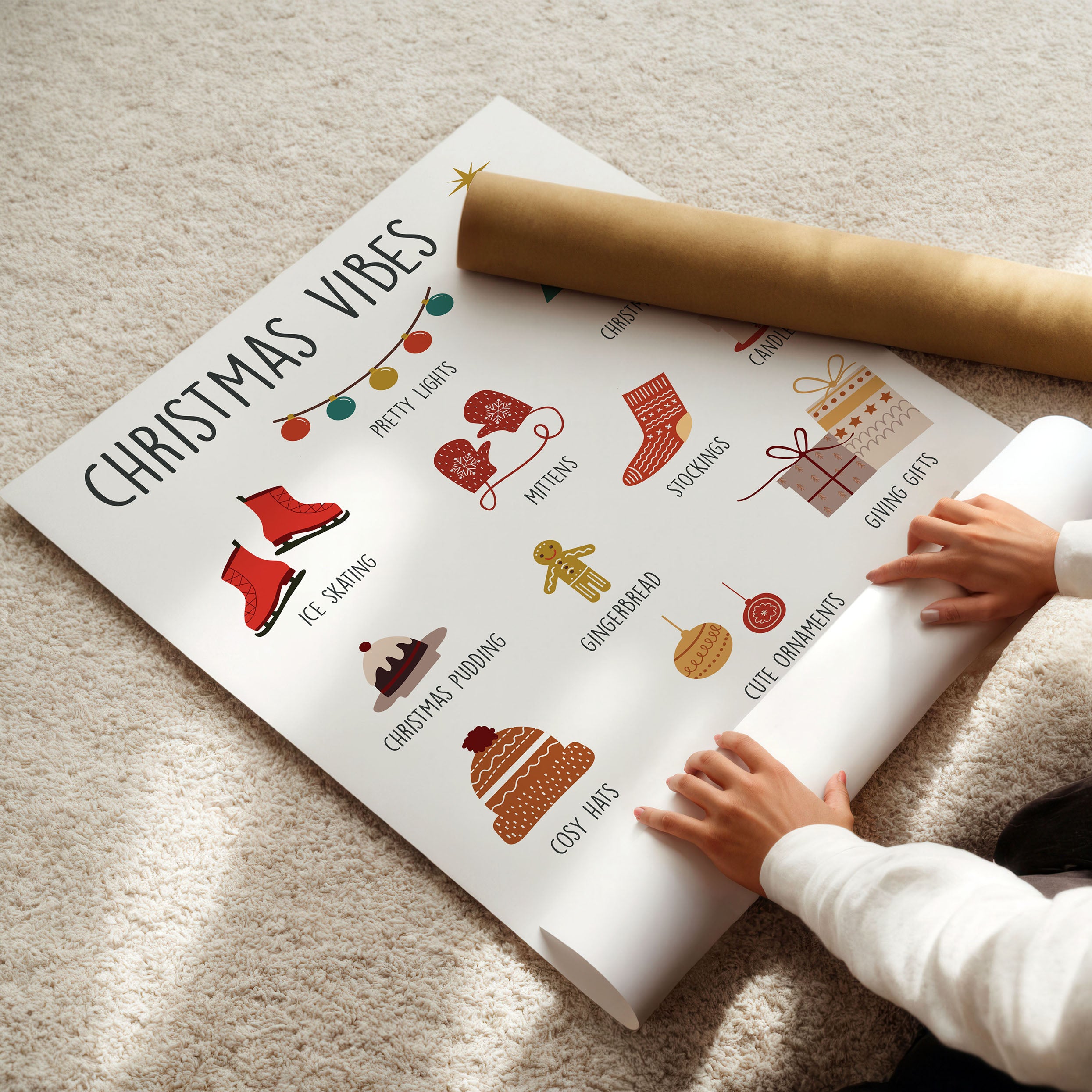 Soft and colourful Christmas print designed to bring warmth, joy, and holiday cheer to your space.