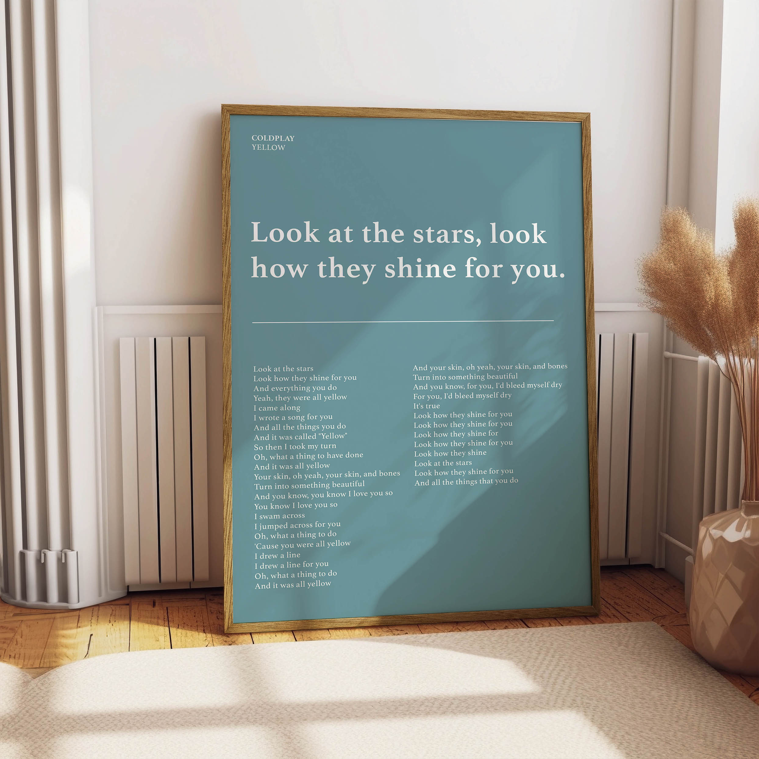 Personalised wedding song print with couple’s first dance lyrics and wedding date.