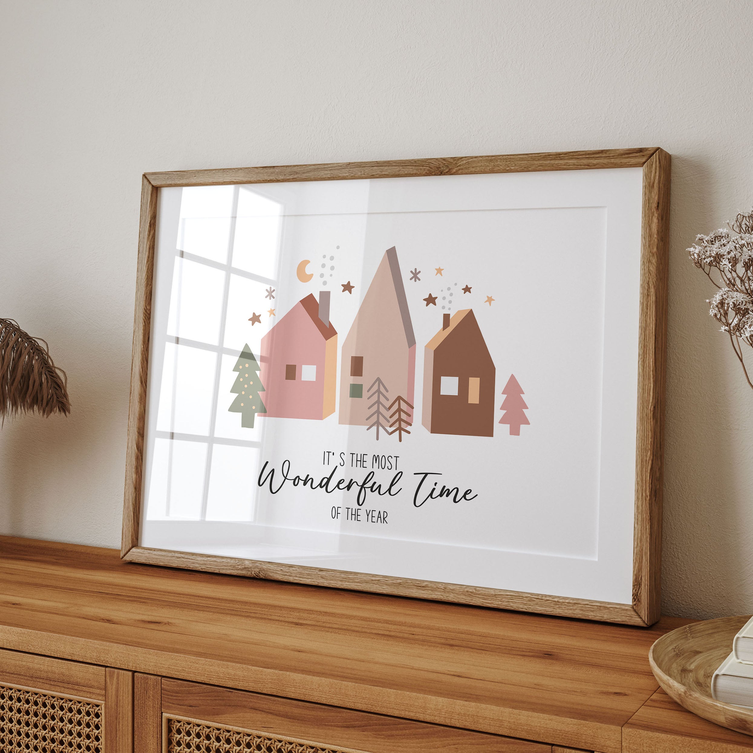 Minimalist festive artwork featuring the iconic Christmas quote. Ideal for adding cheer to your living room or hallway this season.