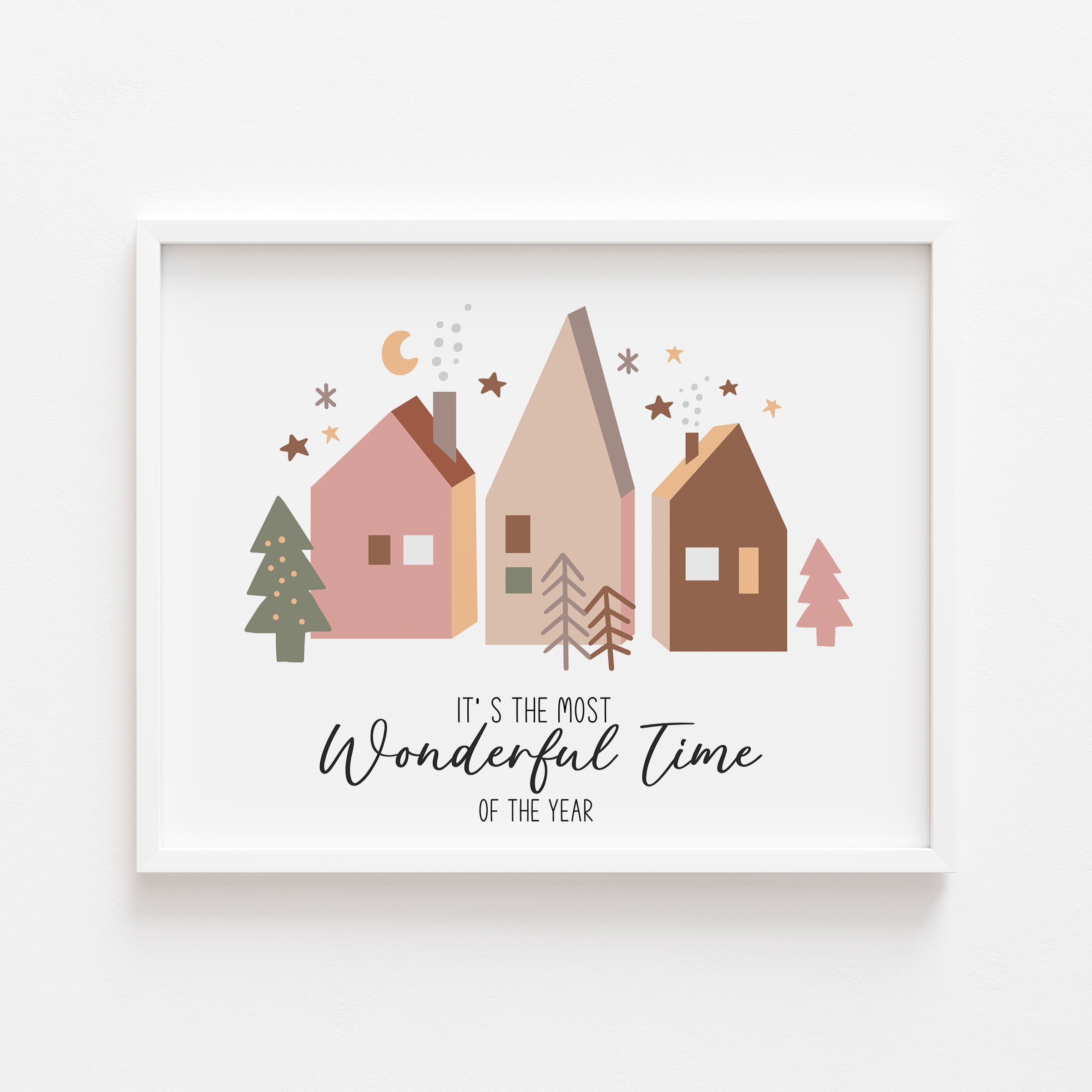 A festive print featuring the quote ‘It’s the Most Wonderful Time of the Year’. Elegant Christmas wall art to bring warmth and joy to your home.