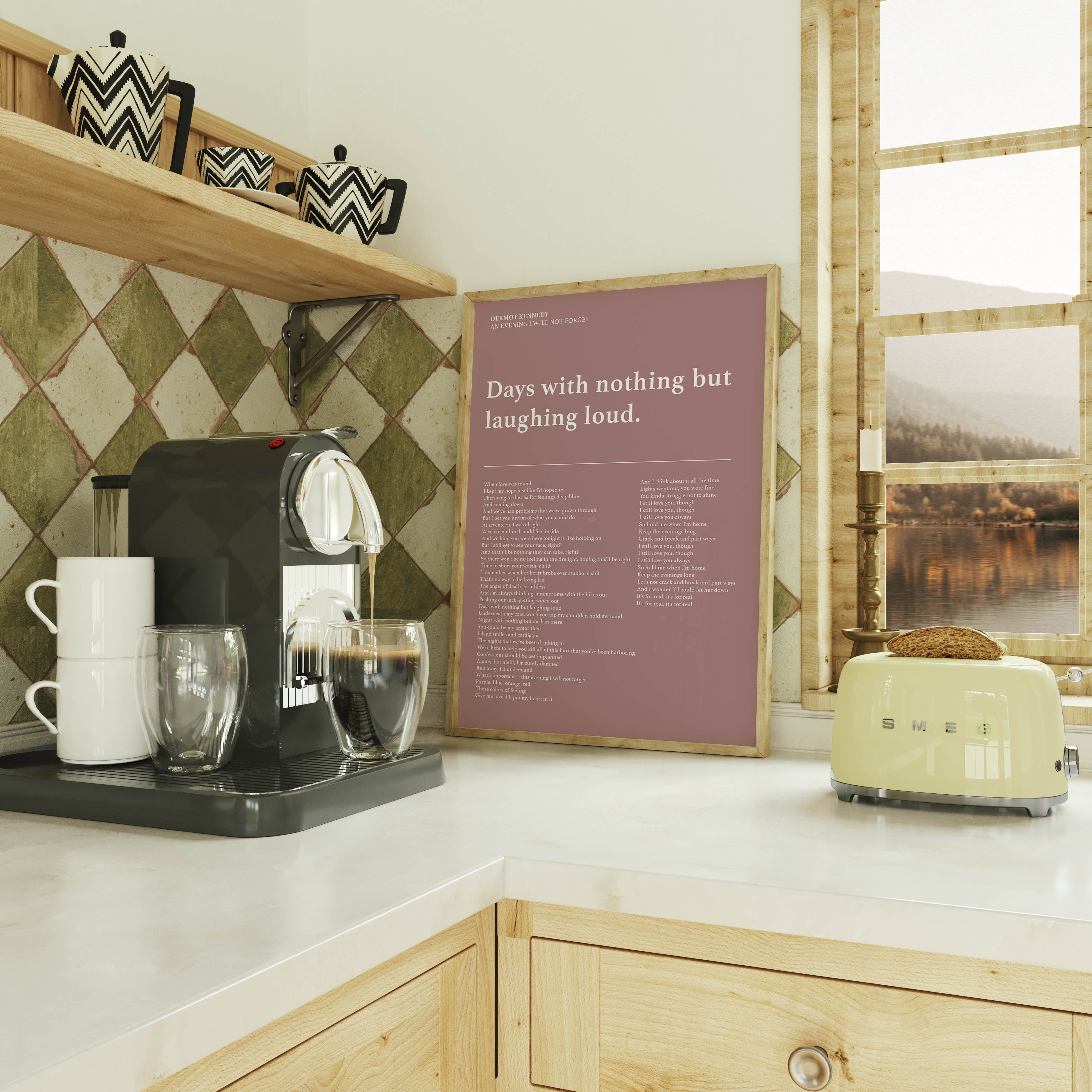 Romantic personalised lyric print in soft pink tones, perfect Valentine’s Day gift.