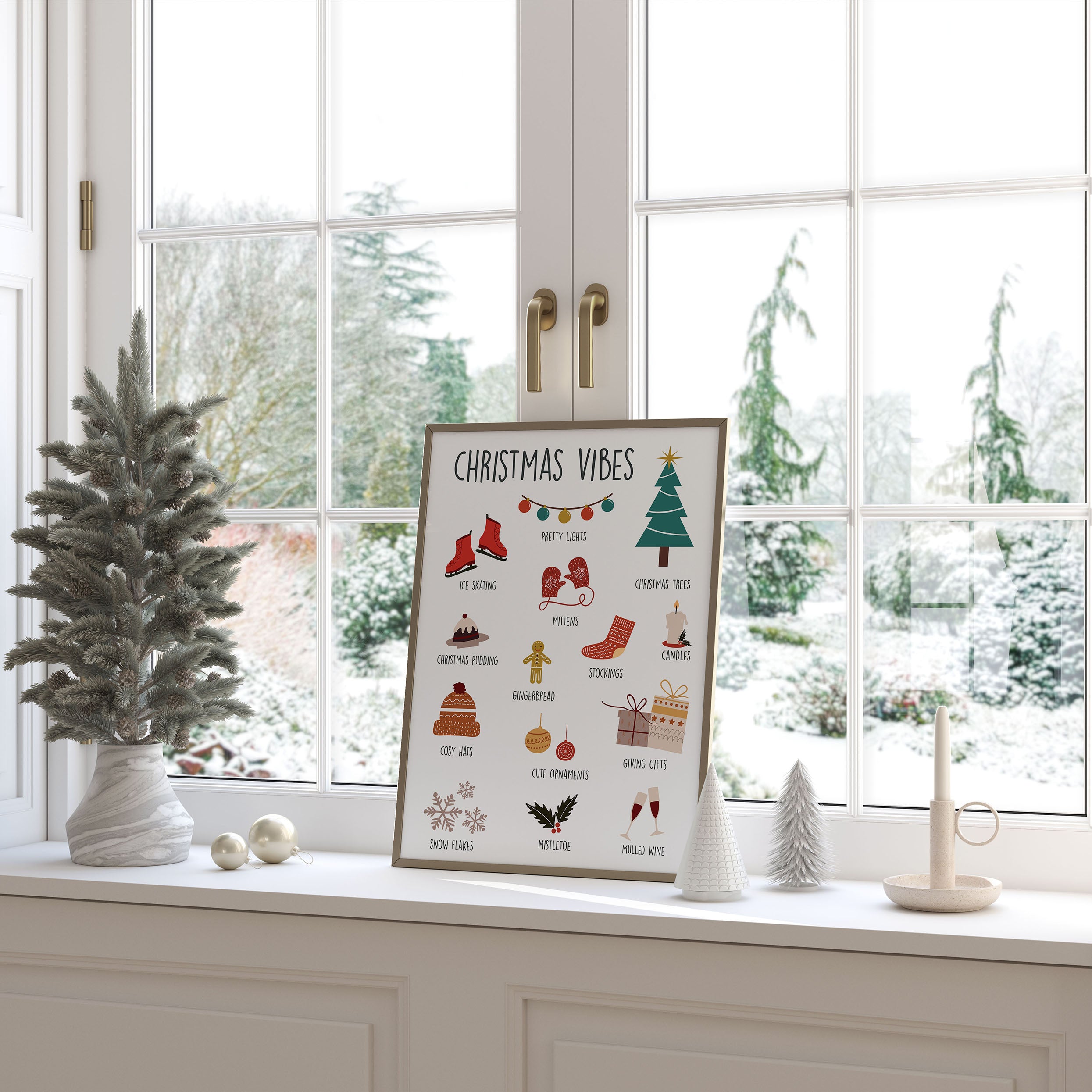 A charming festive wall art piece with soft Christmas colours. Perfect for creating a cosy, joyful atmosphere at home.