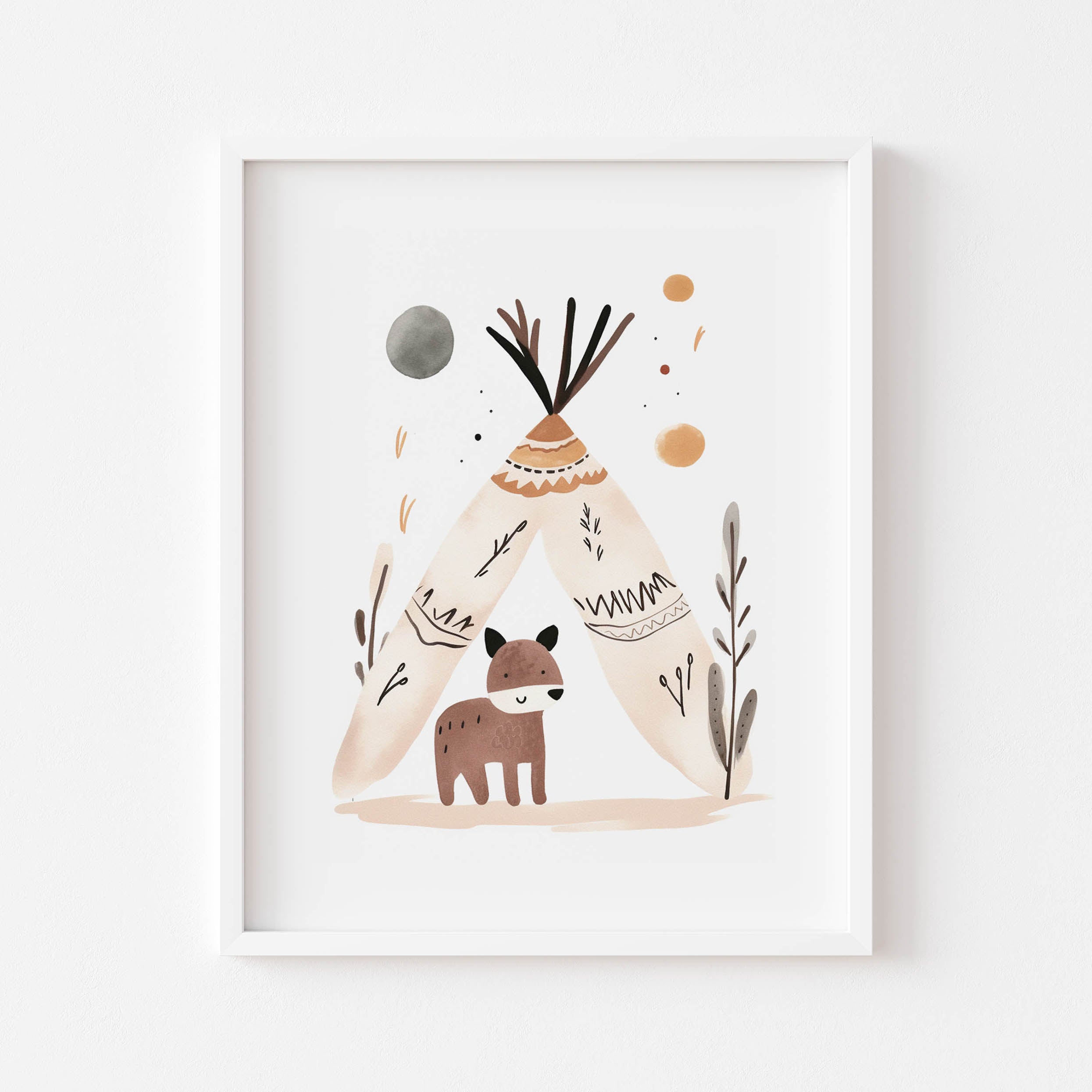 Beautiful woodland animal print featuring soft watercolour forest animals. Perfect for nursery or children’s room decor.