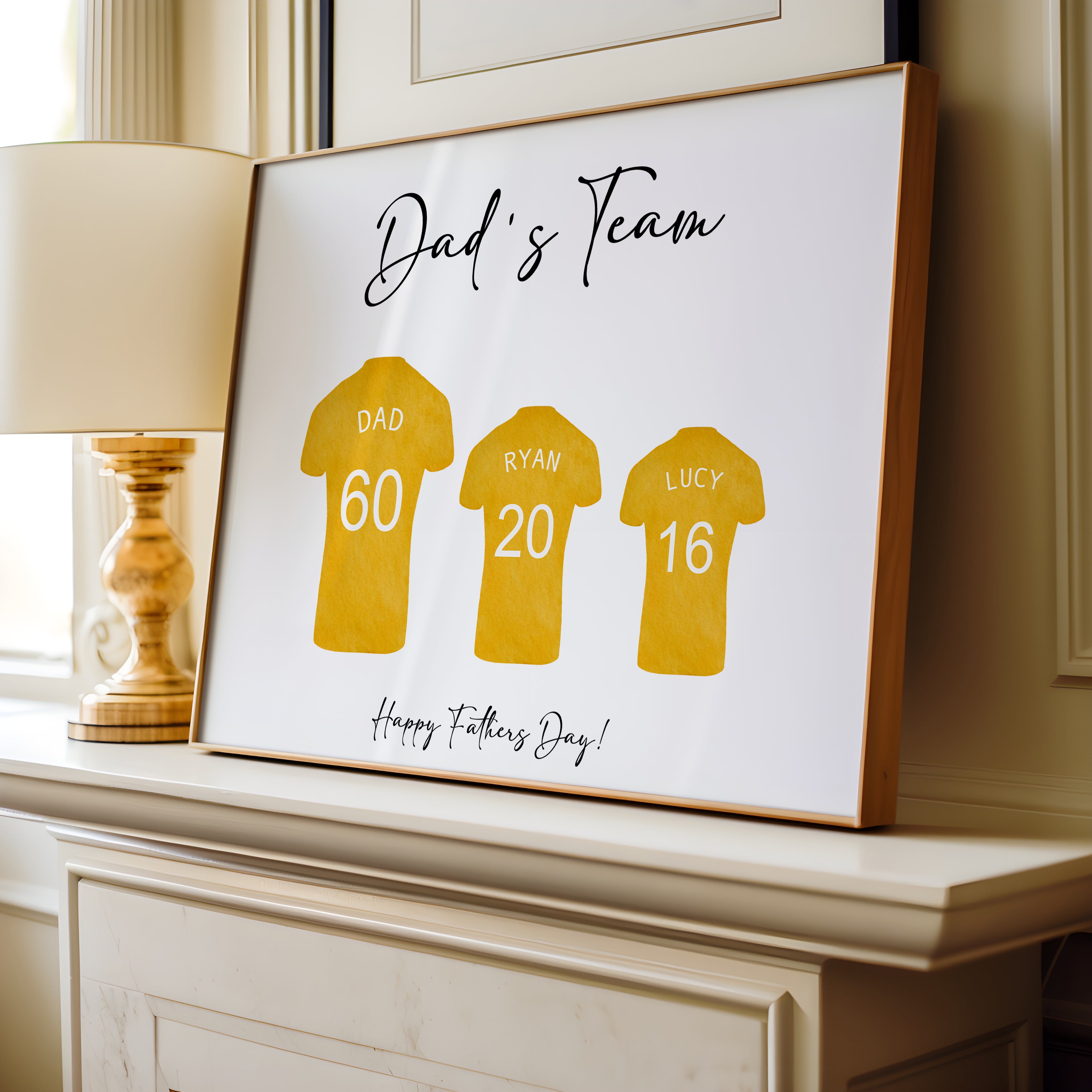 Custom football shirts with family names and numbers on Dad’s Team Print