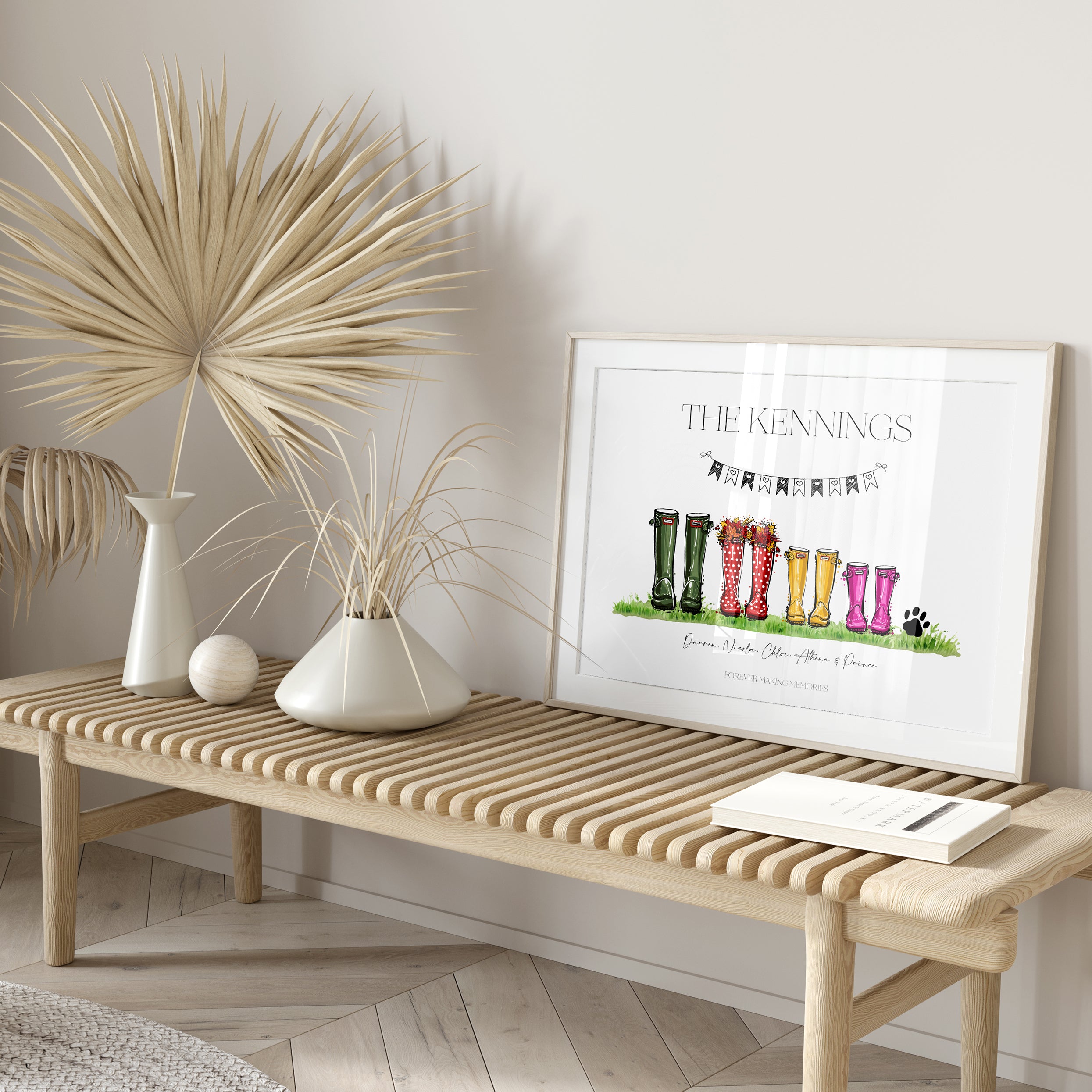 Personalised Family Welly Boot Print shown in alternative colour option