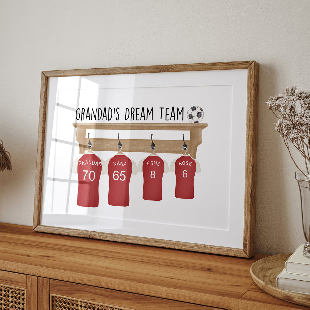 Personalised football gift for Grandad featuring his dream team