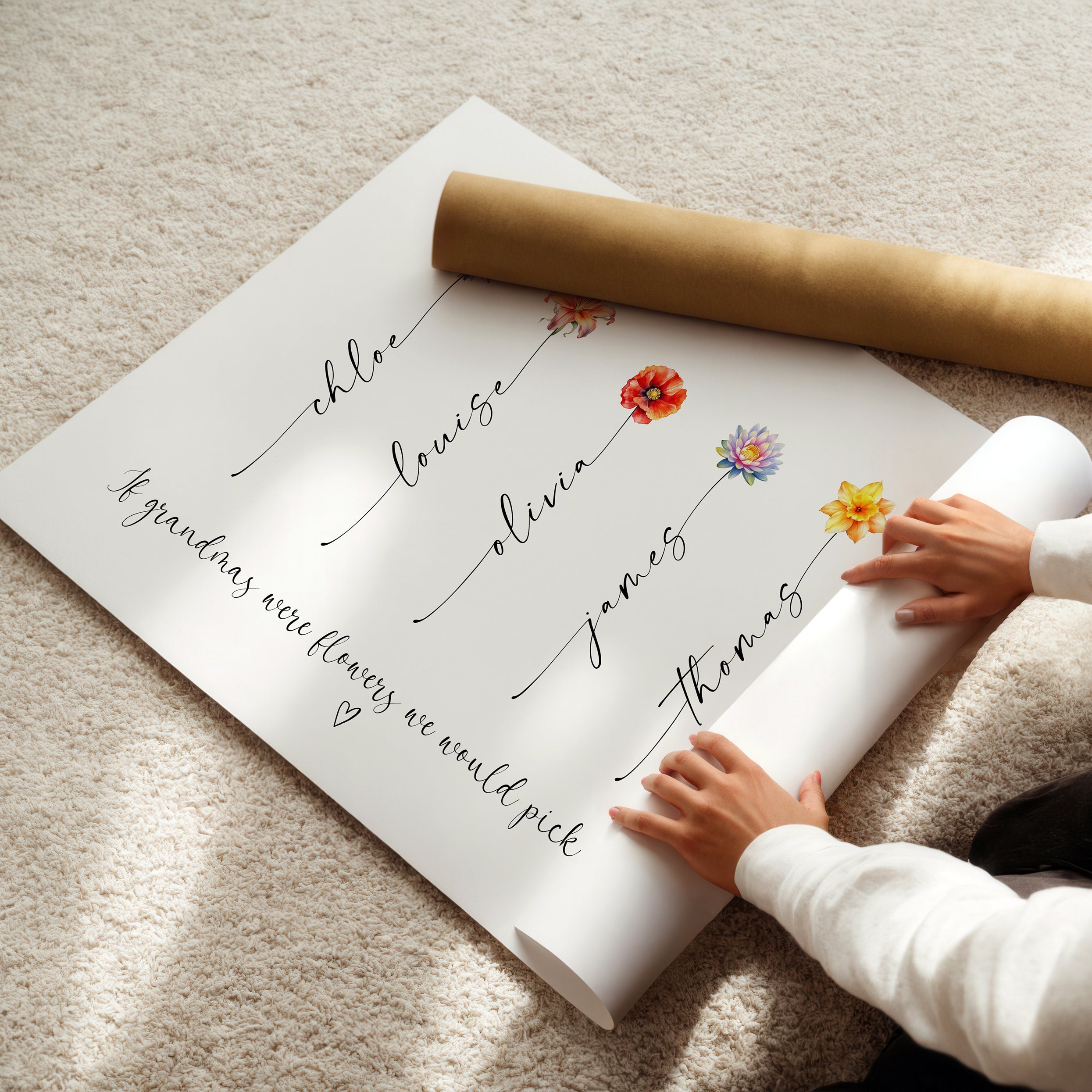 If Grandmas Were Flowers personalised print beautifully gift wrapped for Grandma