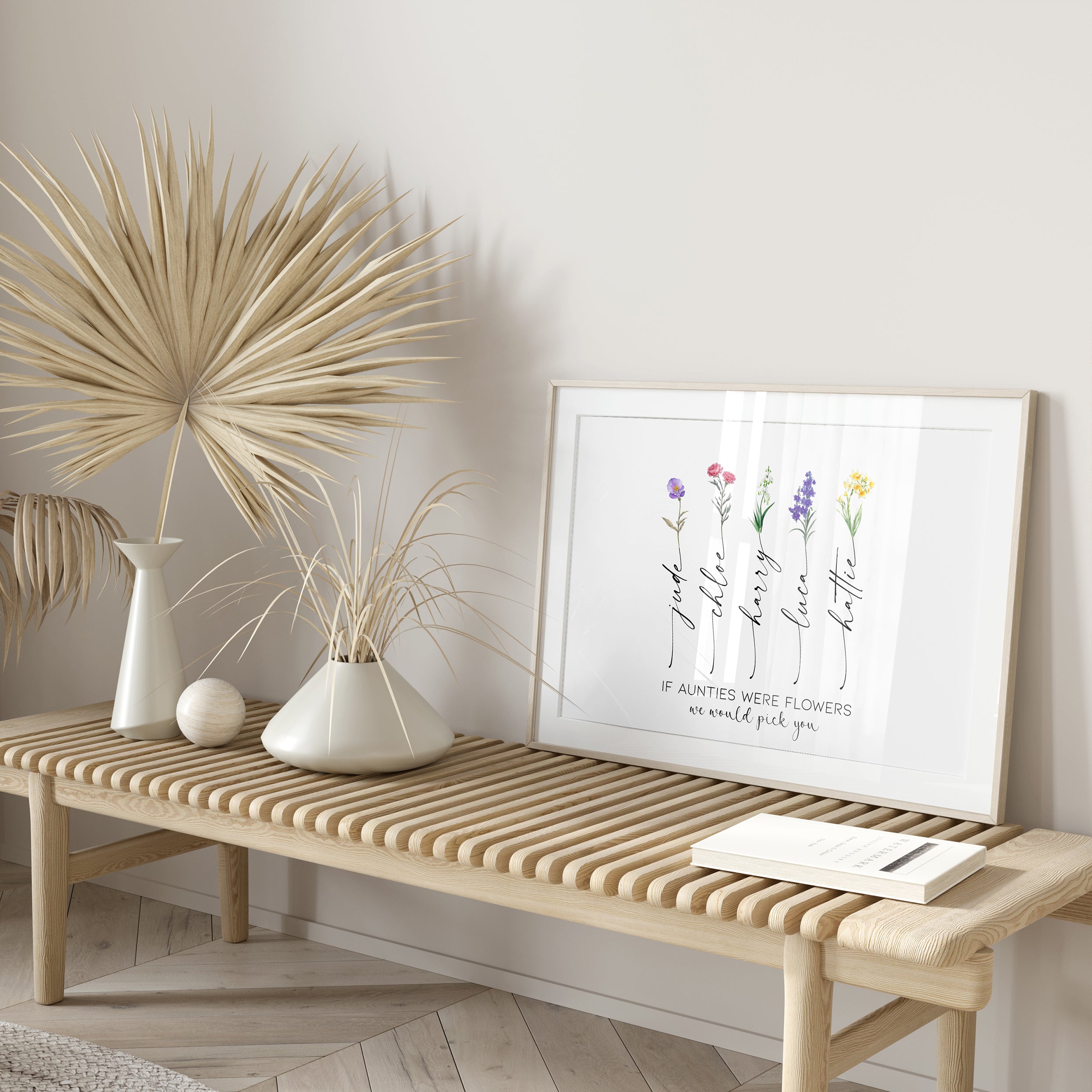 If Aunties Were Flowers personalised print available in multiple colour options