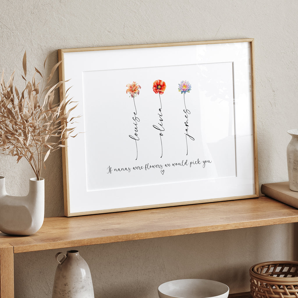 If Nanas Were Flowers personalised print shown in alternative colour palette