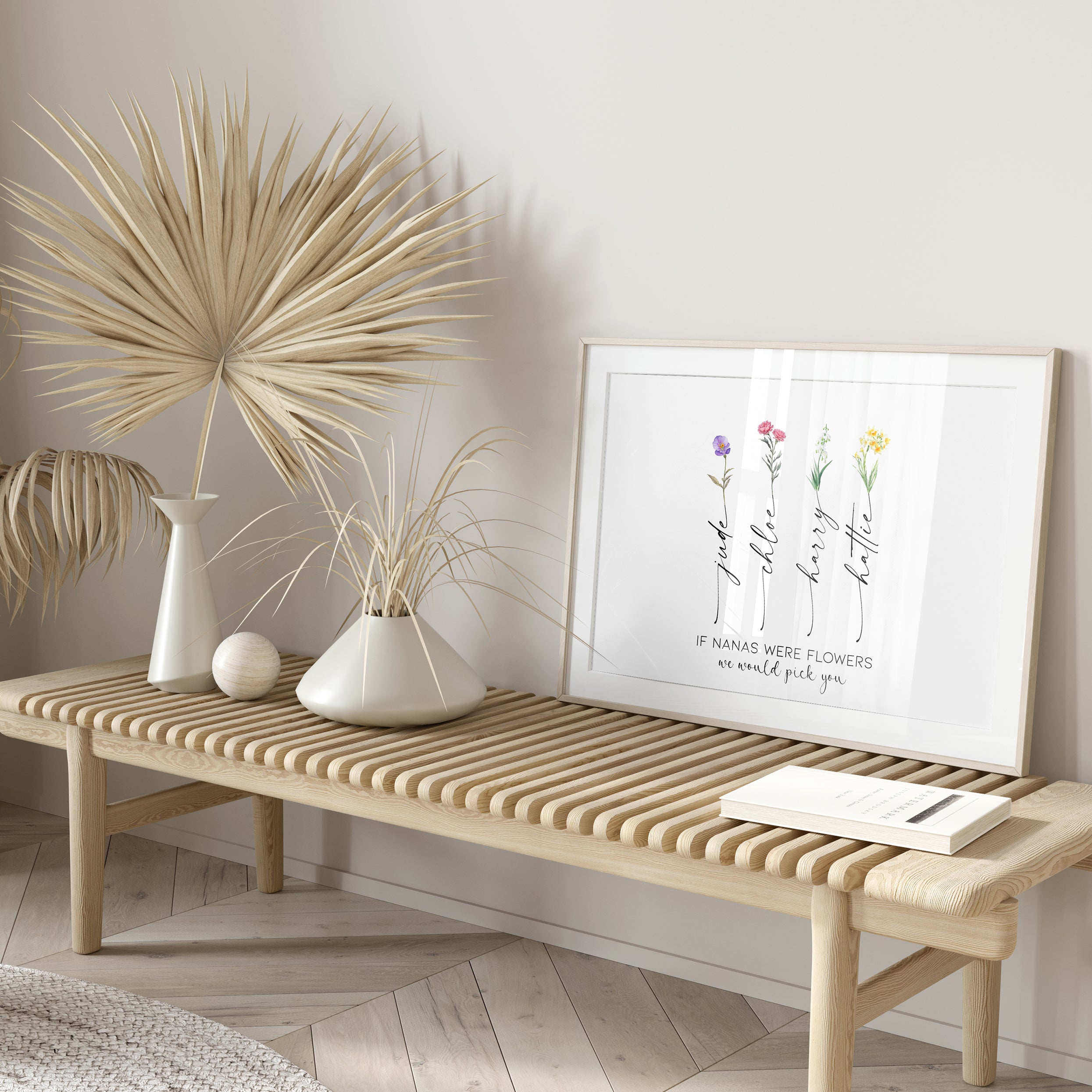 If Nanas Were Flowers personalised print available in different colour options
