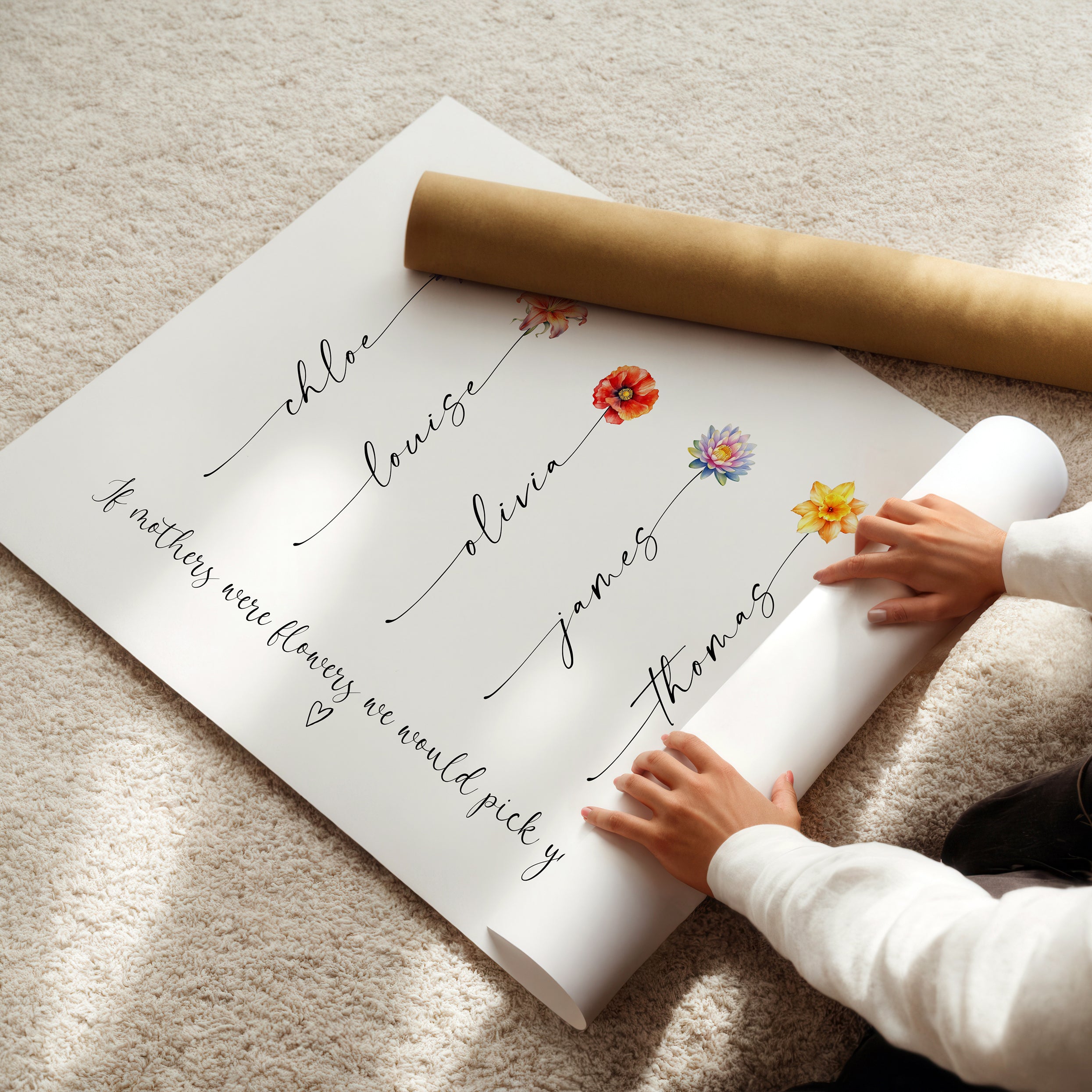 Personalised If Mums Were Flowers print beautifully gift wrapped for Mum