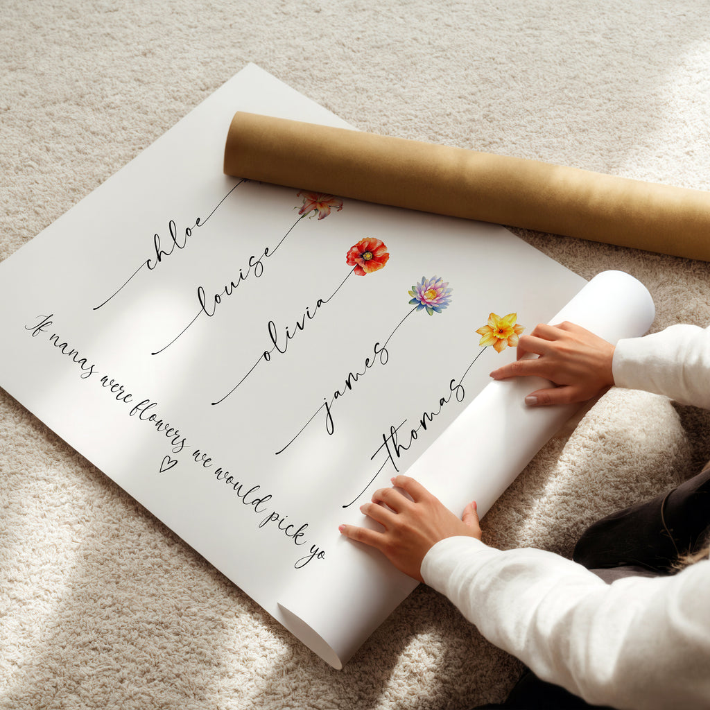 If Nanas Were Flowers personalised print beautifully gift wrapped for Nana