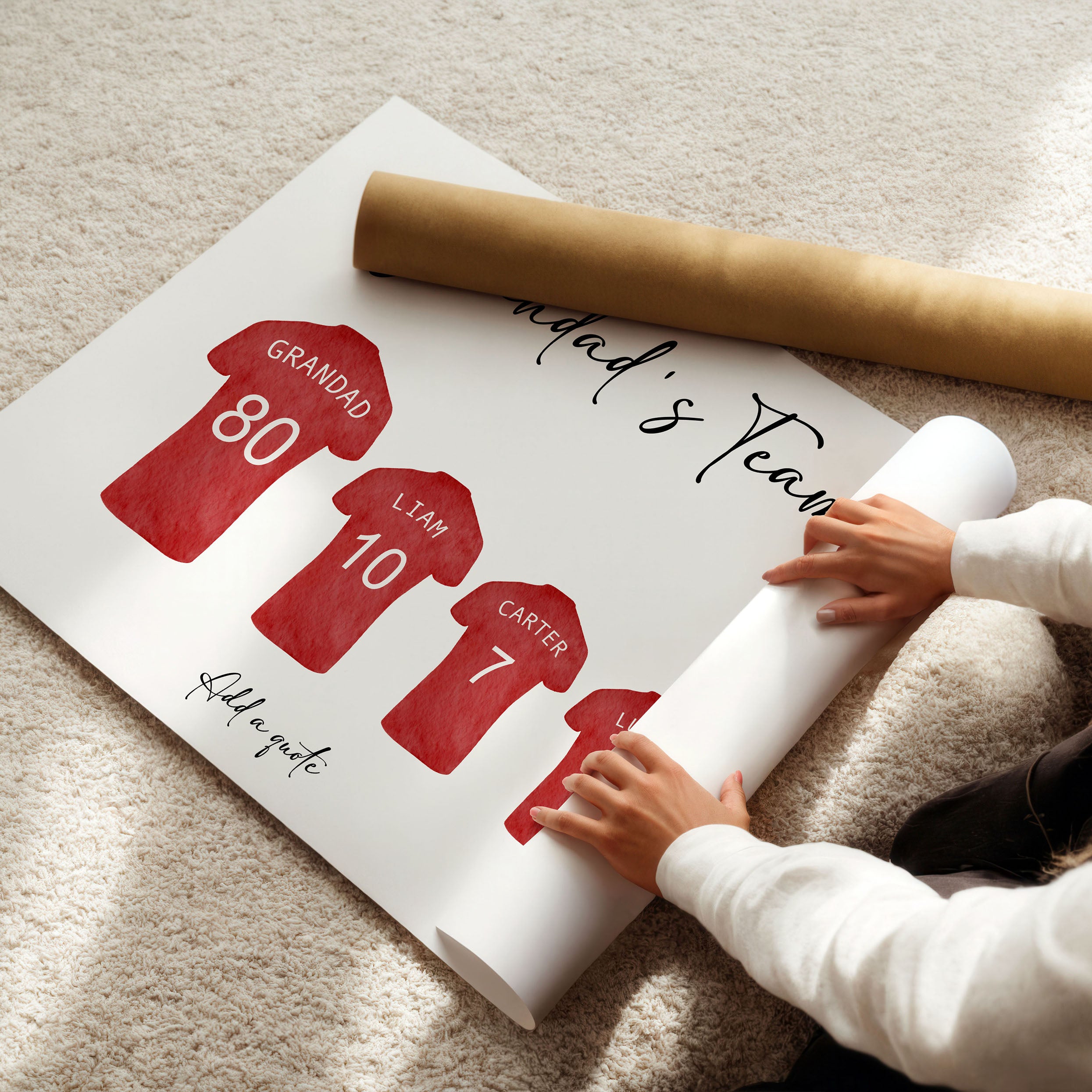 Gift-ready personalised football print for Grandad’s birthday or Father’s Day