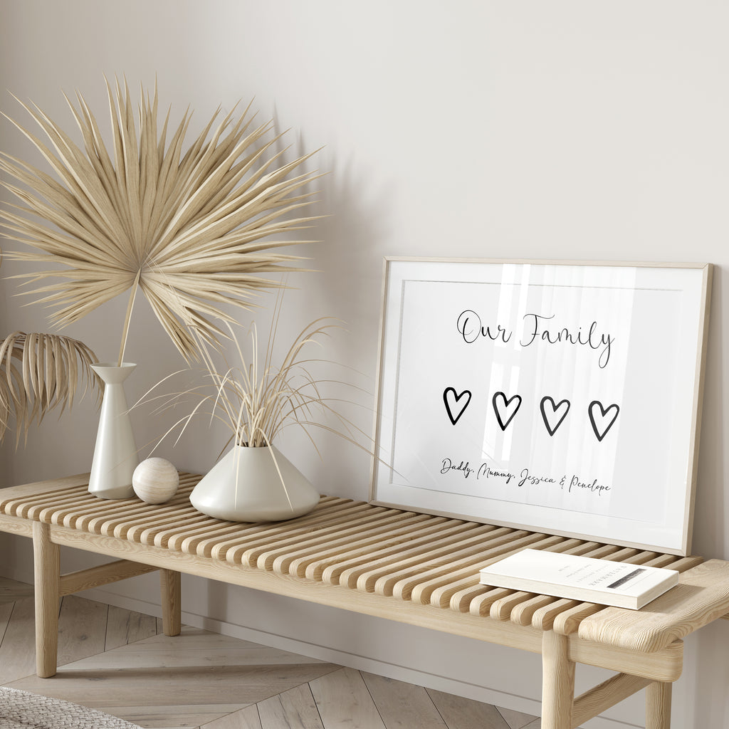 Detailed shot showing premium matte paper and printed family names