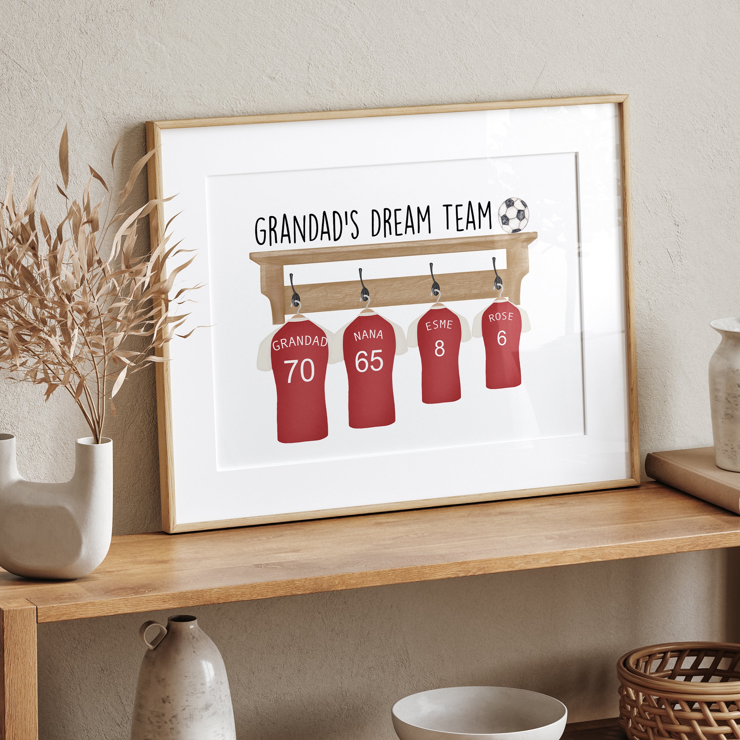 Unique personalised football print for Grandad, perfect birthday gift