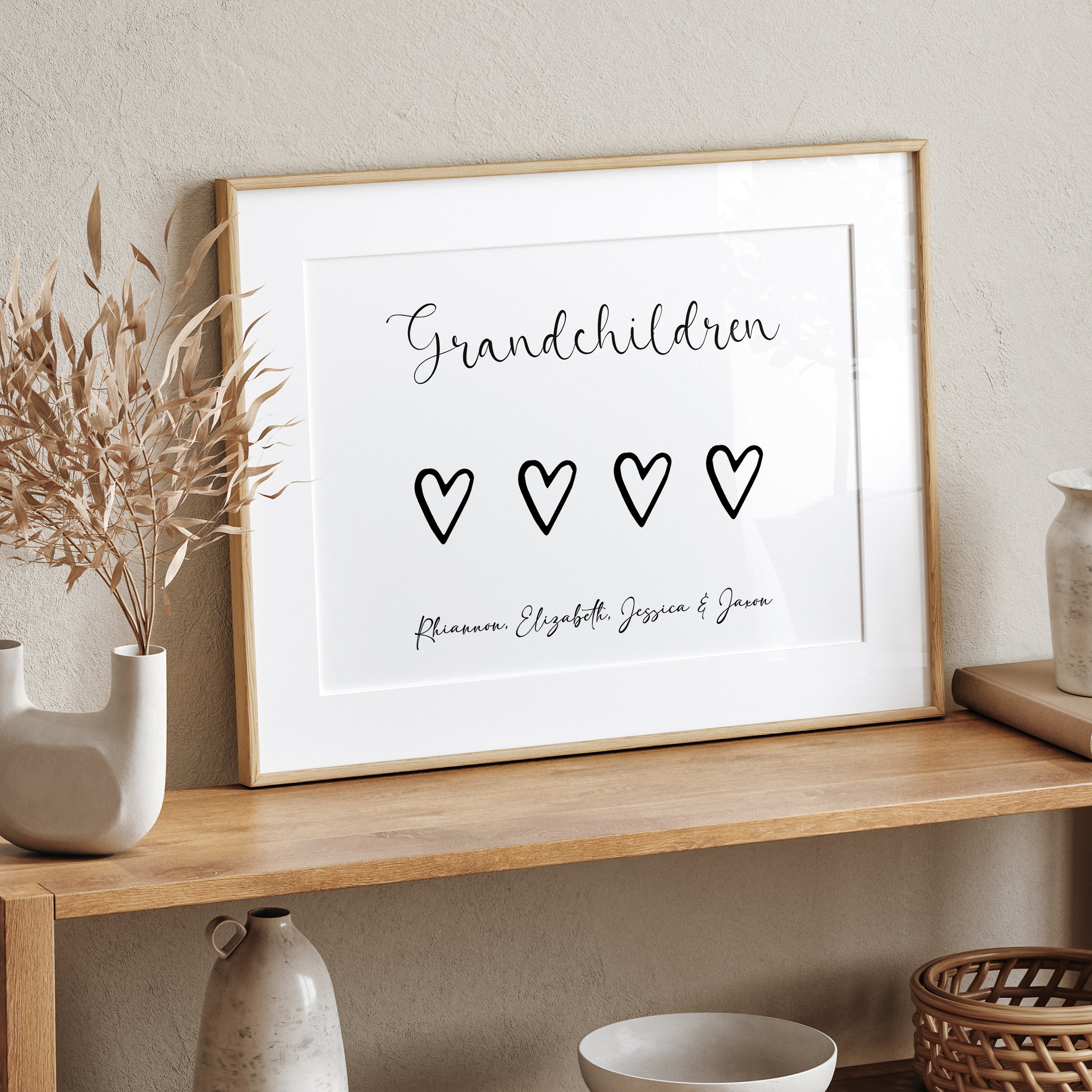 framed personalised Grandma’s Grandchildren Print