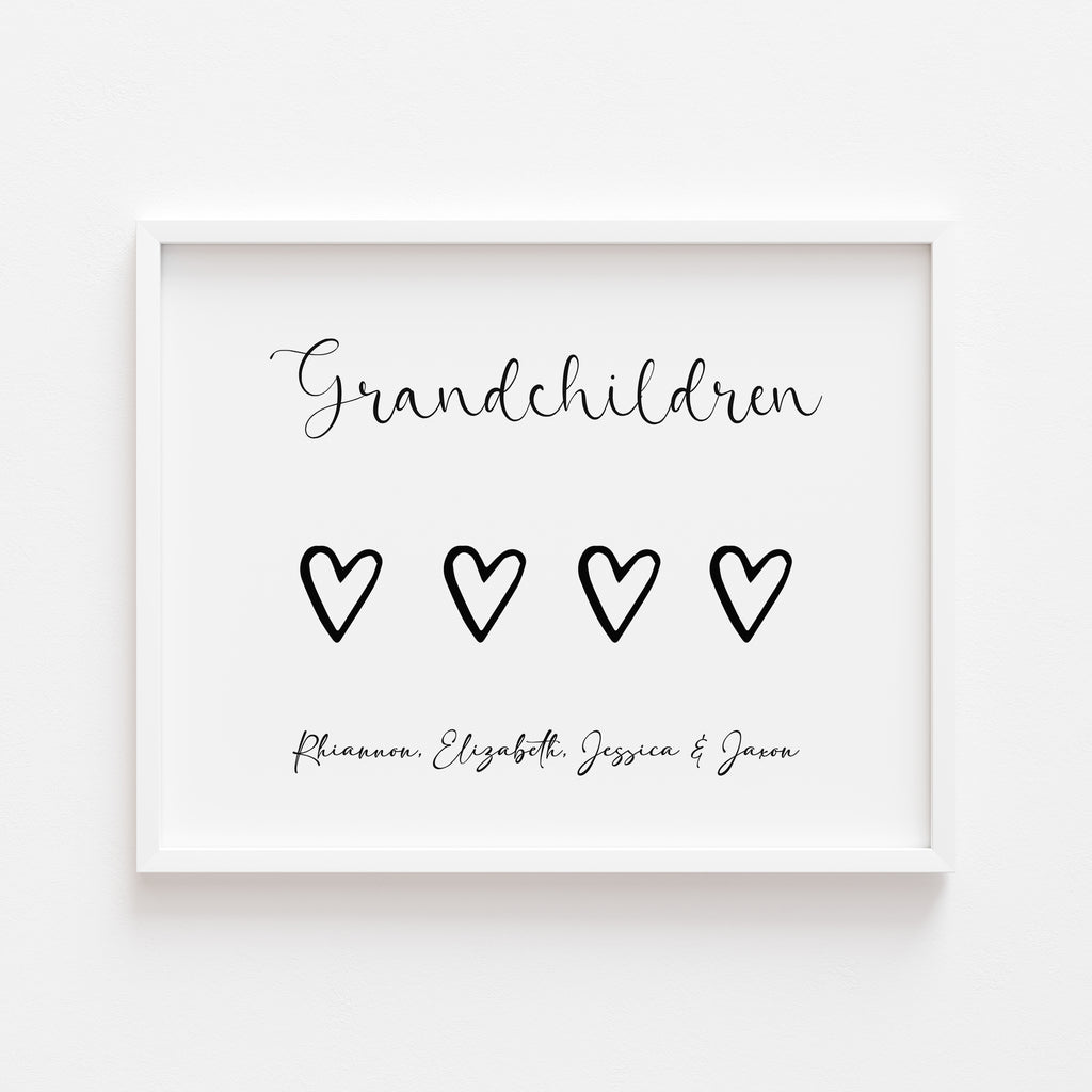 Personalised Grandma’s Grandchildren Print featuring names of her grandchildren