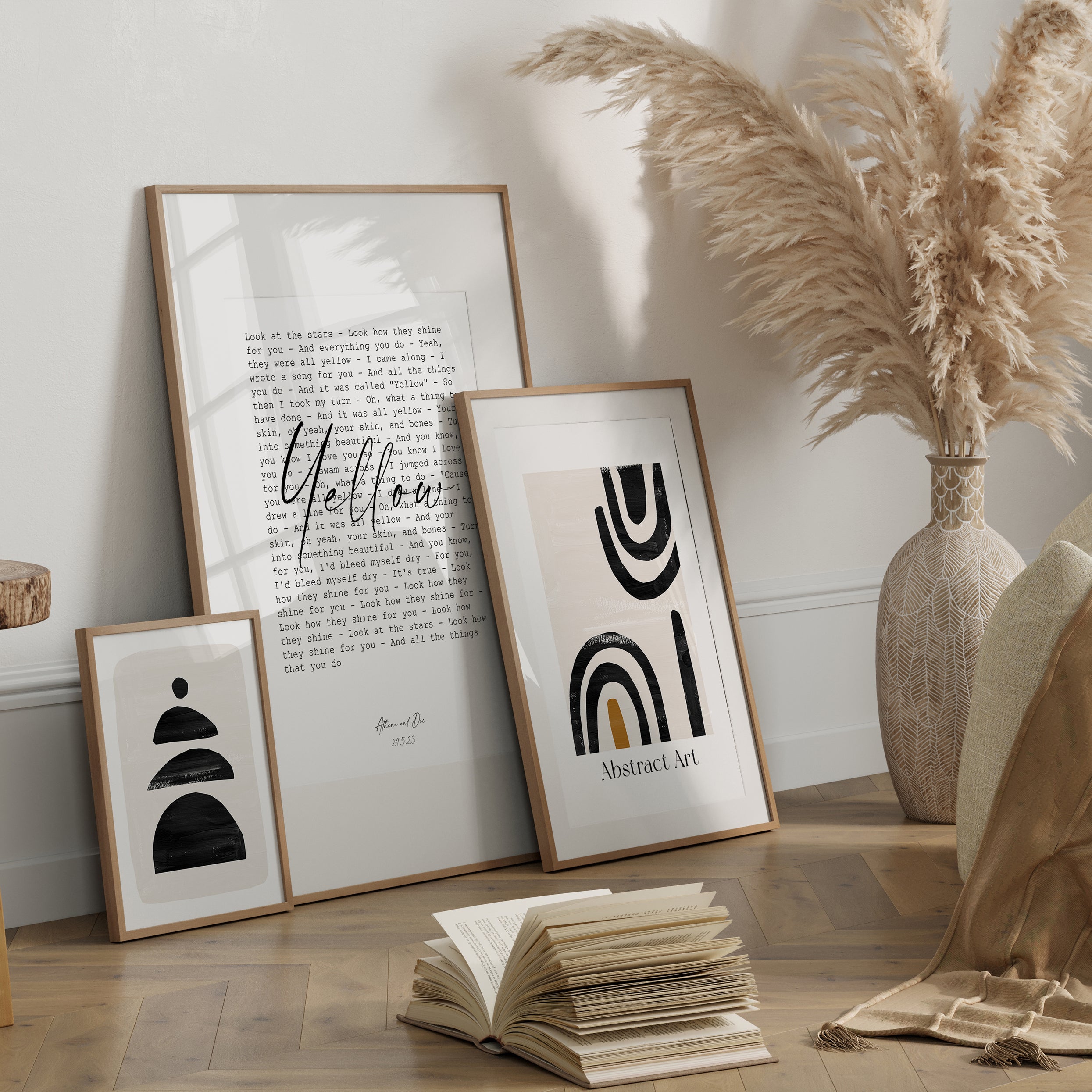 Detailed shot showing text layout and premium matte finish of song lyric print